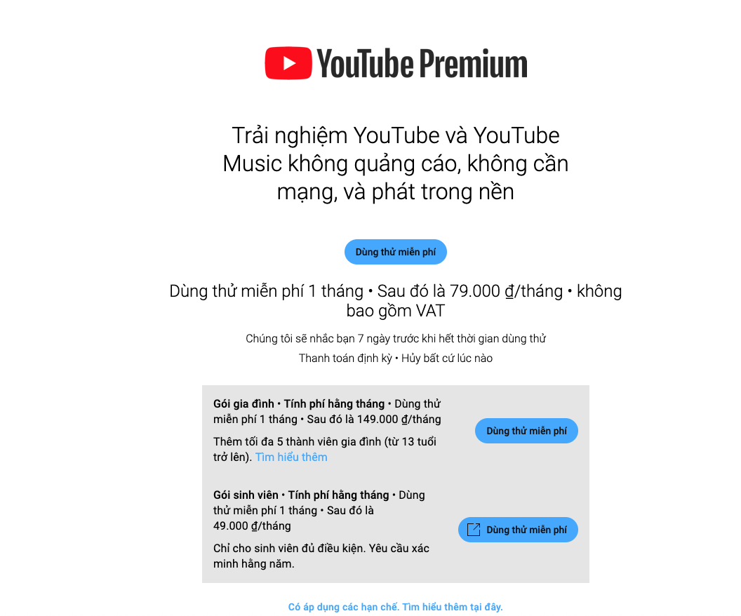 YouTube Premium có giá bao nhiêu?